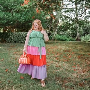 ELOQUII Tiered Colorblock Dress